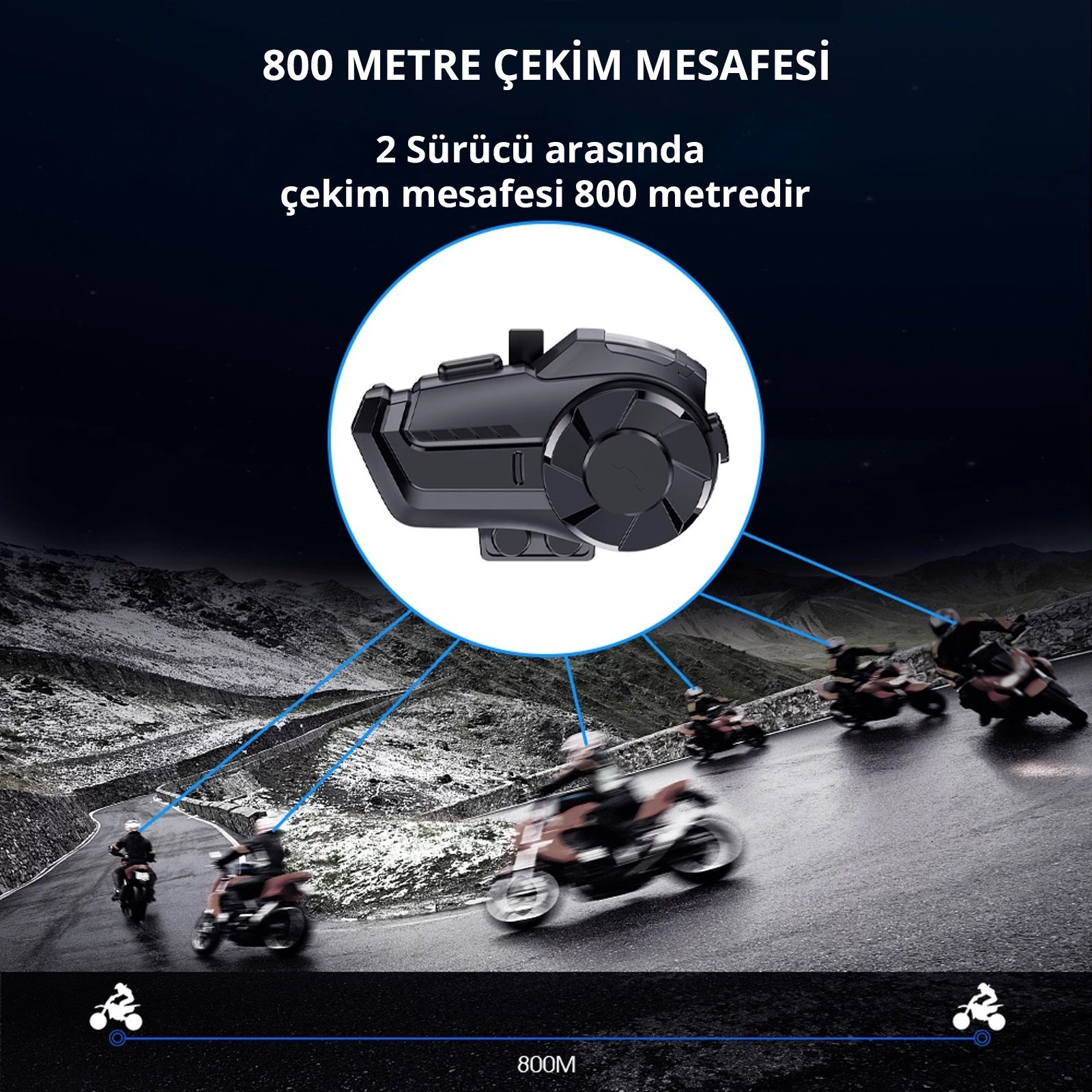  HY-1001 Motosiklet Bluetooth Intercom Kulaklık
