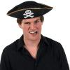 Altın Şeritli Siyah Renk Yayvan Korsan Şapkası Yetişkin 32x24 cm (2818)
