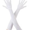 Beyaz Renk Dirseğe Kadar Uzun Kumaş Eldiven 40 cm (2818)