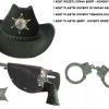 Çocuk Boy Siyah Şerif-Kovboy Şapka Tabanca Rozet ve Kelepçe Seti 4 Parça (2818)