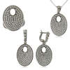 Findit Gümüş Beyaz Taşlı Oval Bayan Set