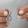 Findit Gümüş Fosforlu Mavi Oval Küpe