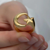 Findit Gümüş Gold Ay Yıldız Kadın Yüzük
