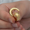 Findit Gümüş Gold Ay Yıldız Kadın Yüzük