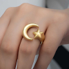 Findit Gümüş Gold Ay Yıldız Kadın Yüzük