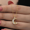 Findit Gümüş Gold Ay Yıldız Kadın Kolye GMS-T8520