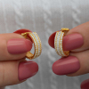 Findit Gümüş Gold Baget Sıra Taşlı Halka Küpe