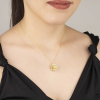 Findit Gümüş Gold Beyaz Taşlı Lotus Çiçeği Kadın Kolye