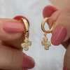 Findit ​Gümüş Gold Sallantılı Yonca Kadın Küpe