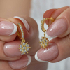 Findit Gümüş Gold Sallantılı Güneş Kadın Küpe