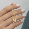 Findit Gümüş Gold Tek Taşlı Uçak Kadın Kolye