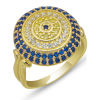 Findit Gümüş Gold Yuvarlak Nazarlı Kadın Yüzük GMS-T7514