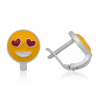 Findit Gümüş Kalp Gözlü Emoji Çocuk Küpesi