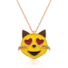 Findit Gümüş Kalp Gözlü Kedi Emoji Bayan Kolye