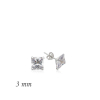 Findit Gümüş Kare Tek Taş Zirkon Küpe - 3 mm