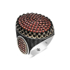 Findit Gümüş Kırmızı Zirkon Taşlı Oval Erkek Yüzük GMS-T6337