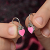 Findit Gümüş Pembe Kalp Sallantılı Çocuk Küpe