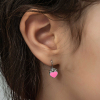 Findit Gümüş Pembe Kalp Sallantılı Çocuk Küpe