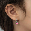 Findit Gümüş Pembe Kalp Sallantılı Çocuk Küpe