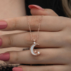 Findit Gümüş Rose Ay Yıldız Kadın Kolye GMS-T8521