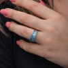 Findit Gümüş Rose Baget  Aquamarine Taşlı Kadın Yüzük