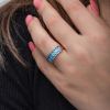 Findit Gümüş Rose Baget  Aquamarine Taşlı Kadın Yüzük
