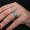 Findit Gümüş Rose Baget  Aquamarine Taşlı Kadın Yüzük