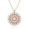Findit Gümüş Rose Geometrik Desenli Madalyon Kolye GMS-T4466