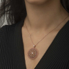 Findit Gümüş Rose Geometrik Desenli Madalyon Kolye GMS-T4466