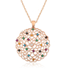 Findit Gümüş Rose Geometrik Desenli Madalyon Kolye GMS-T4465