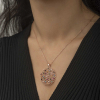 Findit Gümüş Rose Geometrik Desenli Madalyon Kolye GMS-T4465