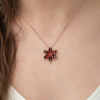 Findit ​​Gümüş Rose Kırmızı Lotus Çiçeği Kolye