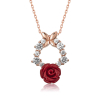Findit ​​Gümüş Rose Kırmızı Gül Kolye