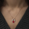 Findit ​​Gümüş Rose Kırmızı Gül Kolye