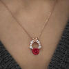 Findit ​​Gümüş Rose Kırmızı Gül Kolye