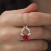 Findit ​​Gümüş Rose Kırmızı Gül Kolye