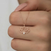 Findit Gümüş Rose Lotus Çiçeği Kadın Kolye