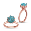 Findit ​Gümüş Rose Mavi Lotus Çiçeği Yüzük