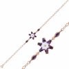 Findit Gümüş Rose Mor Lotus Çiçeği Bileklik