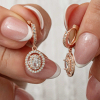 Findit Gümüş Rose Oval Taşlı Sallantılı Küpe