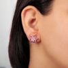 Findit Gümüş Rose Pembe Lotus Çiçeği Çivili Kadın Küpe