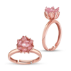 Findit Gümüş Rose Pembe Lotus Çiçeği Yüzük