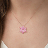 Findit Gümüş Rose Pembe Lotus Çiçeği Kolye GMS-T4998