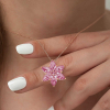 Findit Gümüş Rose Pembe Lotus Çiçeği Kolye GMS-T4998