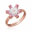Findit Gümüş Rose Pembe Lotus Çiçeği Yüzük