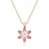 Findit Gümüş Rose Pembe Lotus Çiçeği Kolye