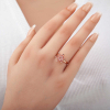Findit Gümüş Rose Pembe Taşlı Lotus Çiçeği Kadın Yüzük GMS-T7433