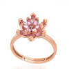 Findit Gümüş Rose Pembe Taşlı Lotus Çiçeği Kadın Yüzük