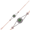 Findit Gümüş Rose Yeşil Taşlı Otantik Bayan Bileklik GMS-BR0460467