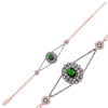 Findit Gümüş Rose Yeşil Taşlı Otantik Bayan Bileklik GMS-BR0460470
